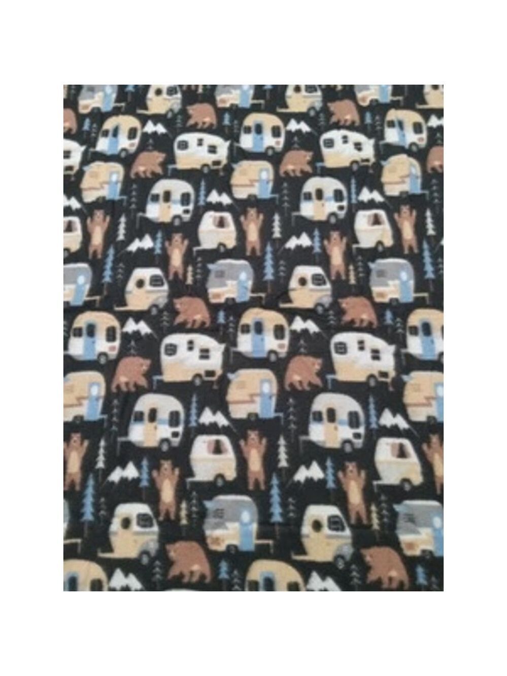 Comfort Bay Camping Bear 50" x 60" Fleece Throw Blanket